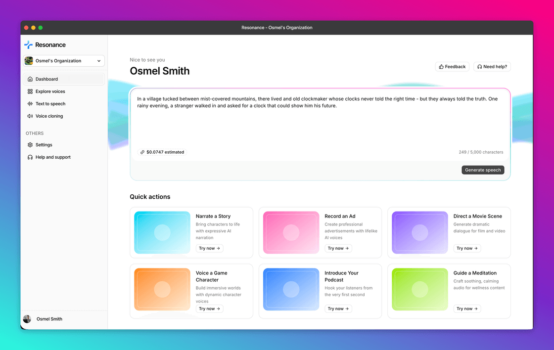 Dashboard page
