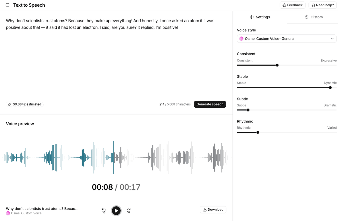 Text-to-speech page
