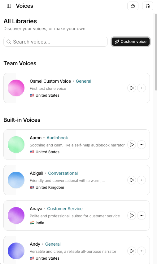Voices mobile page