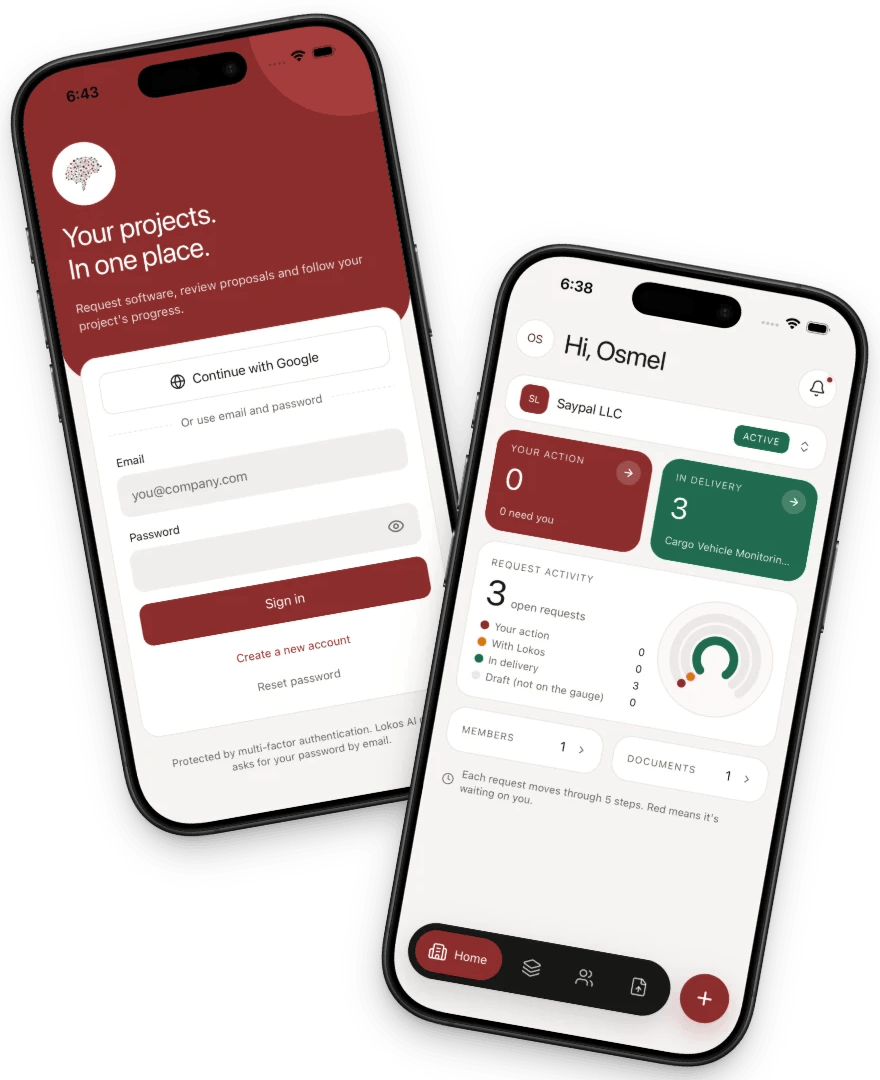 Client portal mobile app: sign-in and home